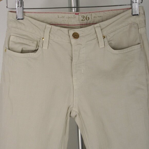 Kate Spade Broome Street Playing Hooky Cream Mid Rise Slim Fit Denim Jeans Sz 26 - Picture 3 of 11
